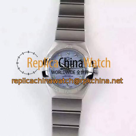 Replica Omega Constellation Double Eagle Lady 27MM Stainless Steel Blue Dial Swiss 8520