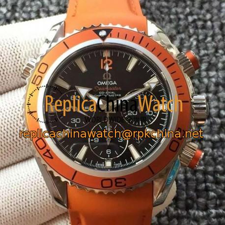 Replica Omega Seamaster Planet Ocean Chronograph Stainless Steel Black Dial Swiss 7750
