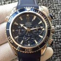 Replica Omega Seamaster Planet Ocean Chronograph Stainless Steel Blue Dial Swiss 7750