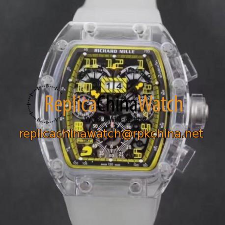 Replica Richard Mille RM011-FM Shappire Black & Yellow Skeleton Dial Swiss 7750