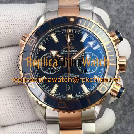 Replica Omega Seamaster Planet Ocean 600M Chronograph Stainless Steel & Rose Gold Blue Dial Swiss 9301