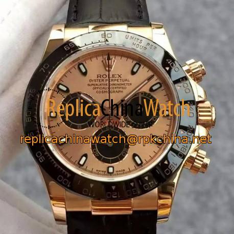 Replica Rolex Daytona Cosmograph 116515 JH Rose Gold Gold & Black Dial Swiss 4130 Run 6@SEC