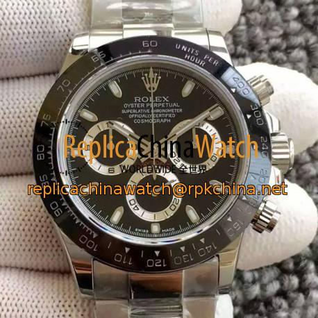 Replica Rolex Daytona Cosmograph 116500LN JH Stainless Steel Black Dial Swiss 4130 Run 6@SEC