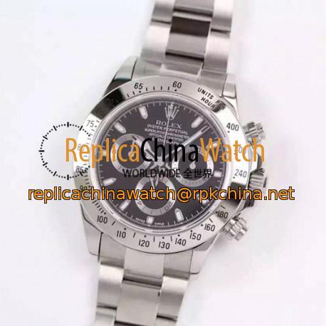 Replica Rolex Daytona Cosmograph 116520 JF Stainless Steel Black Dial Swiss 7750 Run 6@SEC