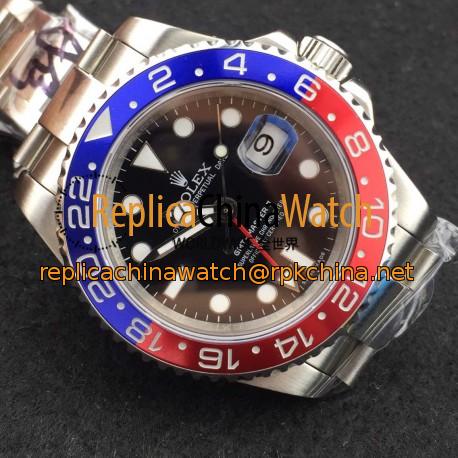 Replica Rolex GMT-Master II 116719BLRO BP Stainless Steel Black Dial Swiss 3186