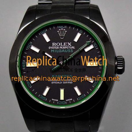 Replica Rolex Milgauss 116400GV Bamford JF PVD Black Dial Swiss 2836-2