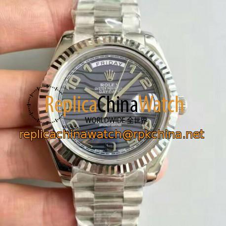 Replica Rolex Day-Date II 218239 41MM V6 Stainless Steel Blue Waves Dial Swiss 2836-2