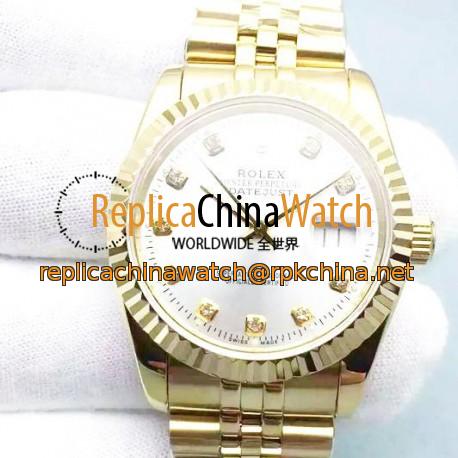 Replica Rolex Datejust 116238-0079 36MM Yellow Gold Rhodium Dial Swiss 2836-2