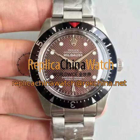 Replica Rolex Milgauss 6541 50TH Anniversary LF Stainless Steel Brown Dial Swiss 2836-2
