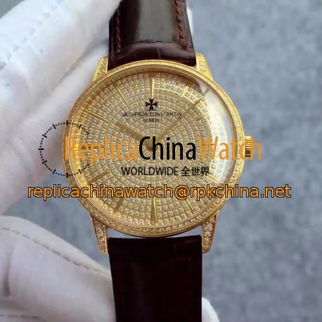 Replica Vacheron Constantin Patrimony 86615/CA2R Yellow Gold & Diamonds Diamonds Dial Swiss 2460