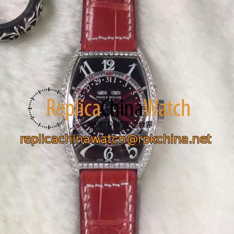 Replica Franck Muller Master Calendar Moonphase 5850 MCL Stainless Steel & Diamonds Black Dial Swiss 2800MC