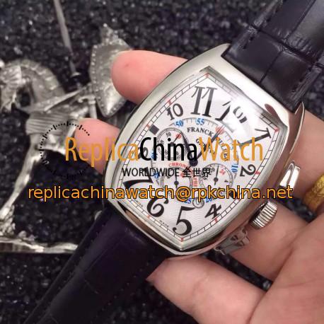 Replica Franck Muller Cintree Curvex Chronograph FM 8880 CC AT Stainless Steel White Dial Swiss 7753