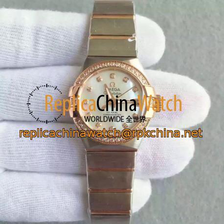 Replica Omega Constellation Ladies 123.25.31.20.55.001 27MM EF Stainless Steel & Rose Gold Mother Of Pearl & Diamonds Dial Swiss