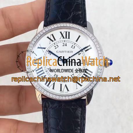 Replica Ronde Solo De Cartier W6701010 42MM UT Stainless Steel & Diamonds White Dial Swiss 2892