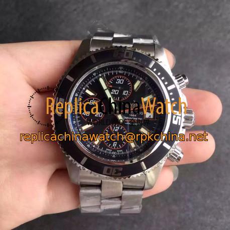 Replica Breitling Superocean Chronograph A1334102/BA85/134A N Stainless Steel Black & Orange Dial Swiss 7750