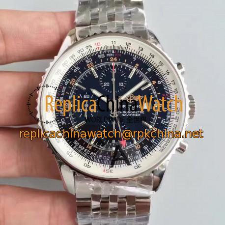 Replica Breitling Navitimer World A2432212/B726-443A JF Stainless Steel Black Dial Swiss 7750