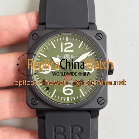 Replica Bell & Ross Aviation Military Type BR 03-92 ZF PVD Green Dial M9015