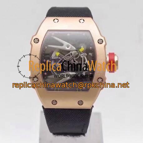 Replica Richard Mille RM27-02 Rose Gold Black & Skeleton Dial M9015