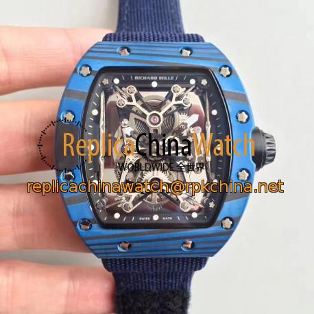 Replica Richard Mille RM50-27-01 NTPT KV Blue Forged Carbon Black & Skeleton Dial M9015