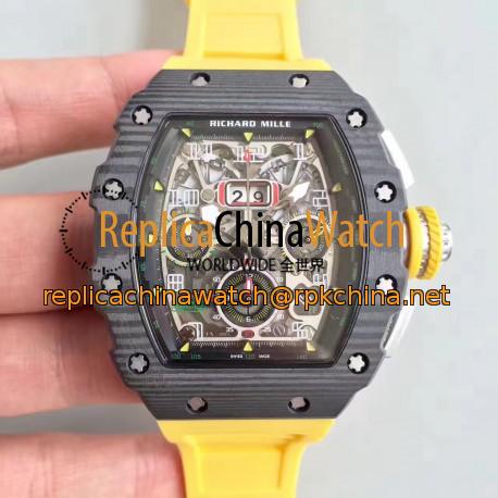 Replica Richard Mille RM011-03 Flyback Chronograph KV Forged Carbon Black Skeleton Dial Swiss 7750