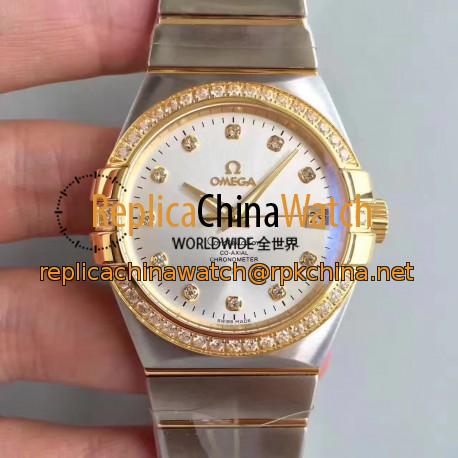 Replica Omega Constellation 123.25.38.21.52.002 38MM SSS Stainless Steel & Yellow Gold Rhodium Dial Swiss 8500