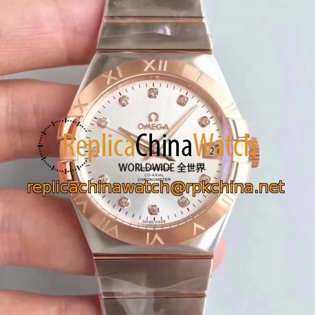 Replica Omega Constellation 123.20.38.21.52.001 38MM SSS Stainless Steel & Rose Gold Rhodium Dial Swiss 8500