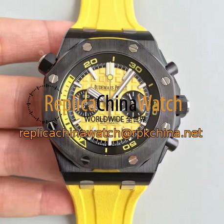 Replica Audemars Piguet Royal Oak Offshore Diver Chronograph 26703 JH Ceramic Yellow Dial Swiss 3124