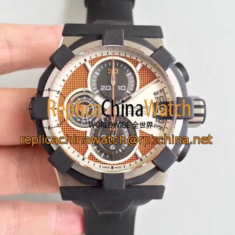 Replica Concord C1 Chronograph 0320007 N Stainless Steel & Black Rubber Orange Dial Swiss 7750