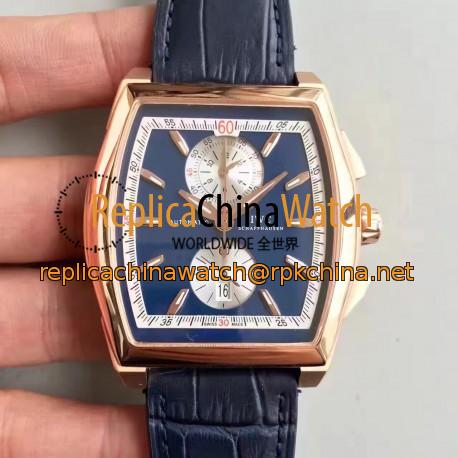 Replica IWC Da Vinci Chronograph IW376402 ZF Rose Gold Blue Dial Swiss 89361