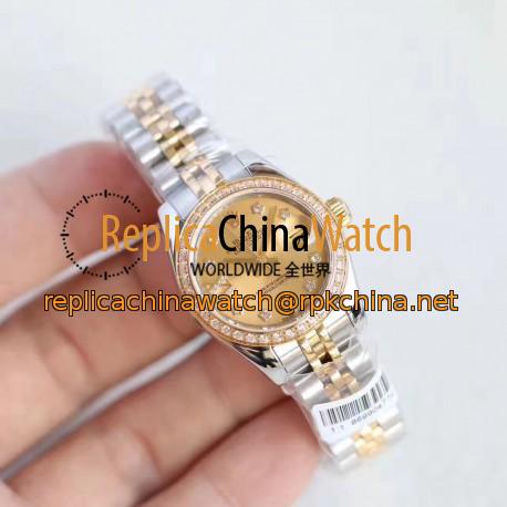 Replica Rolex Lady Datejust 28 279383RBR 28MM N Stainless Steel & Yellow Gold Champagne Dial Swiss 2671
