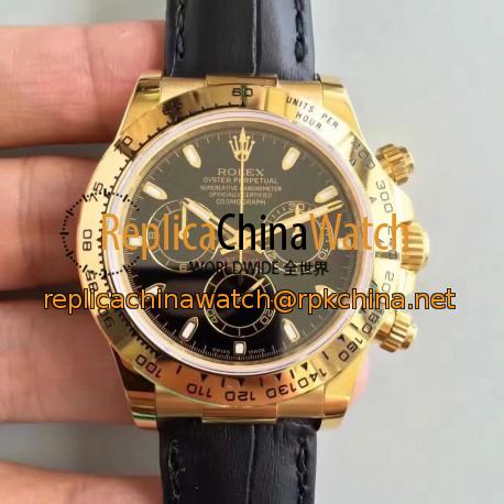 Replica Rolex Daytona Cosmograph 116518 JH Yellow Gold Black Dial Swiss 4130 Run 6@SEC